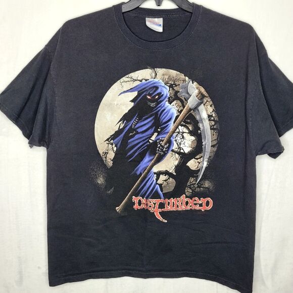 Vintage Y2k Disturbed Reaper T-Shirt Size XL - Picture 1 of 5